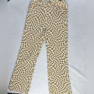 Kids' Geometric Patterned Pants in Brown and White